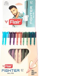 Flair FIGHTER 0.7mm Ball Pen - Set of 10 - Blue Ink